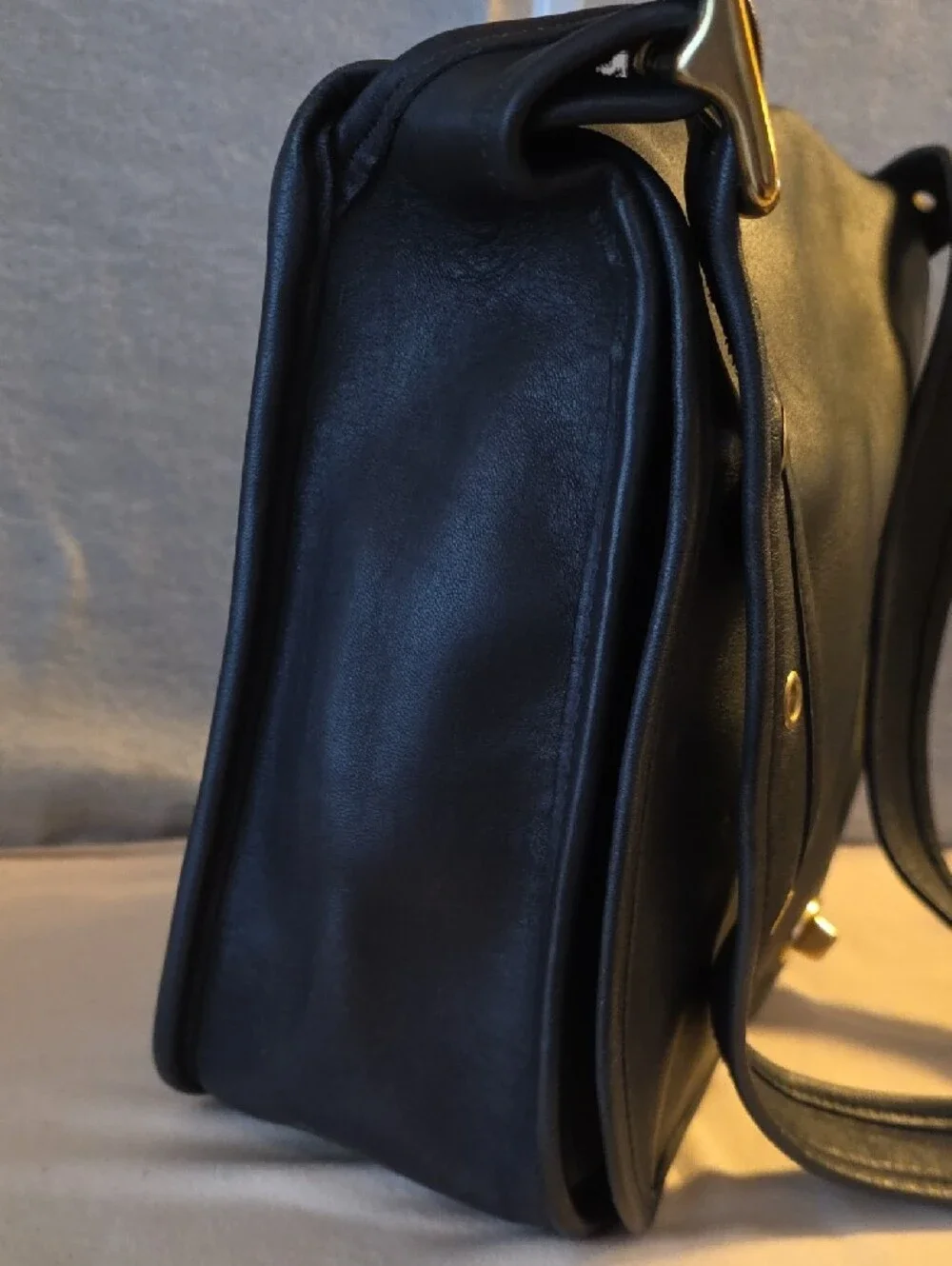 Vintage Black Leather Coach Stewardess Bag